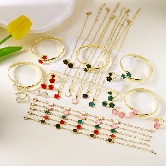 Bracelets Fleurs Émaillées Élégants