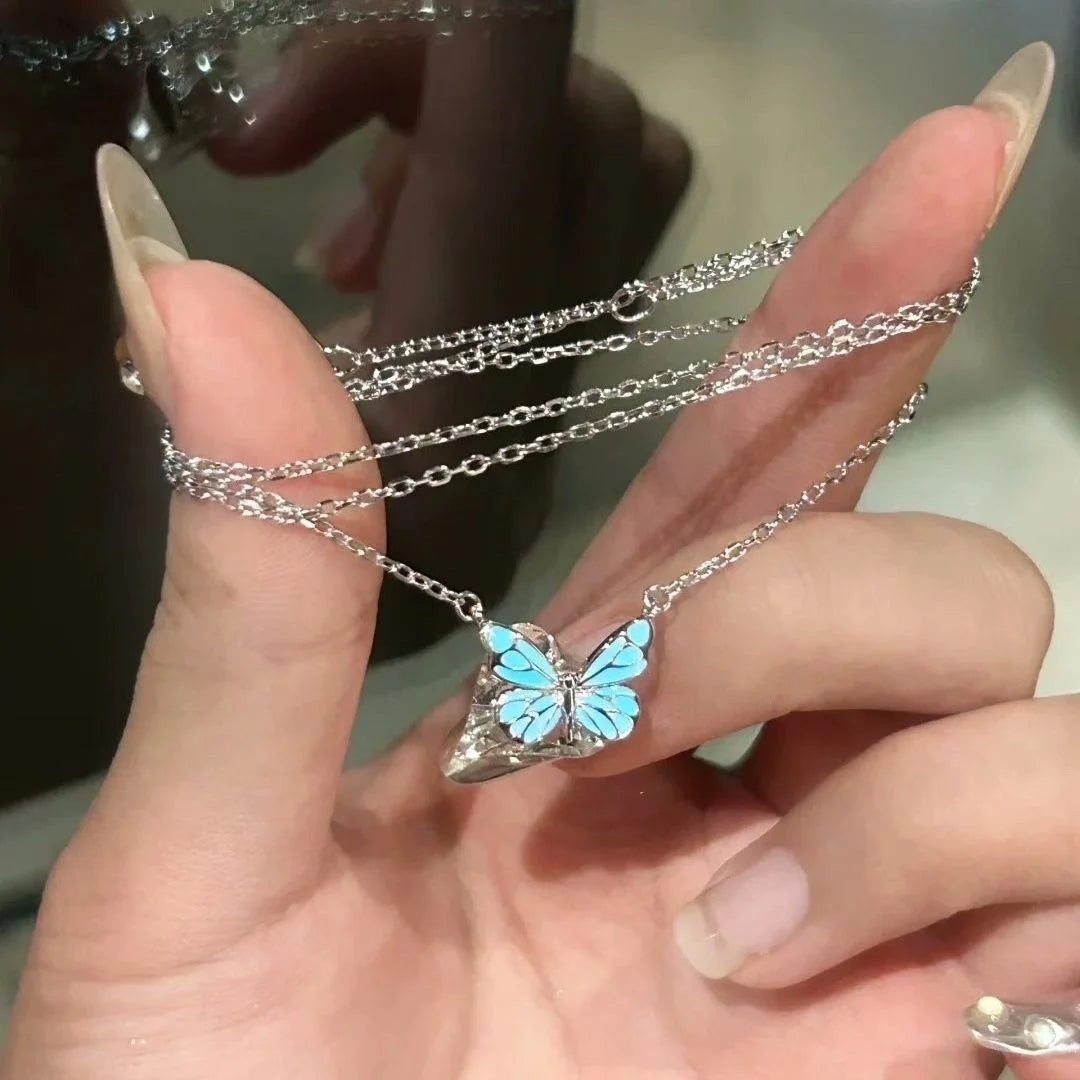 Parure Papillon Lumineux Bleu