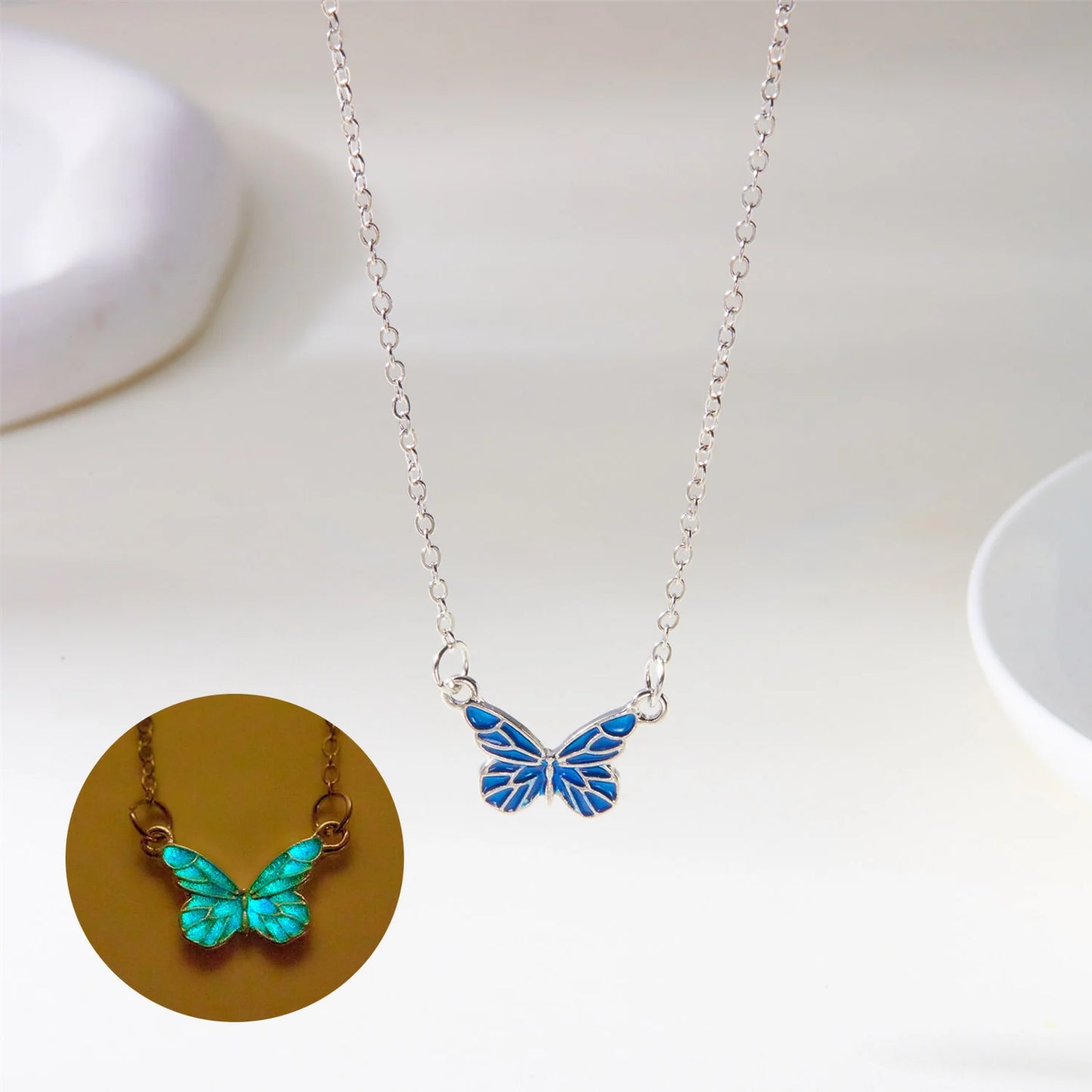 Parure Papillon Lumineux Bleu