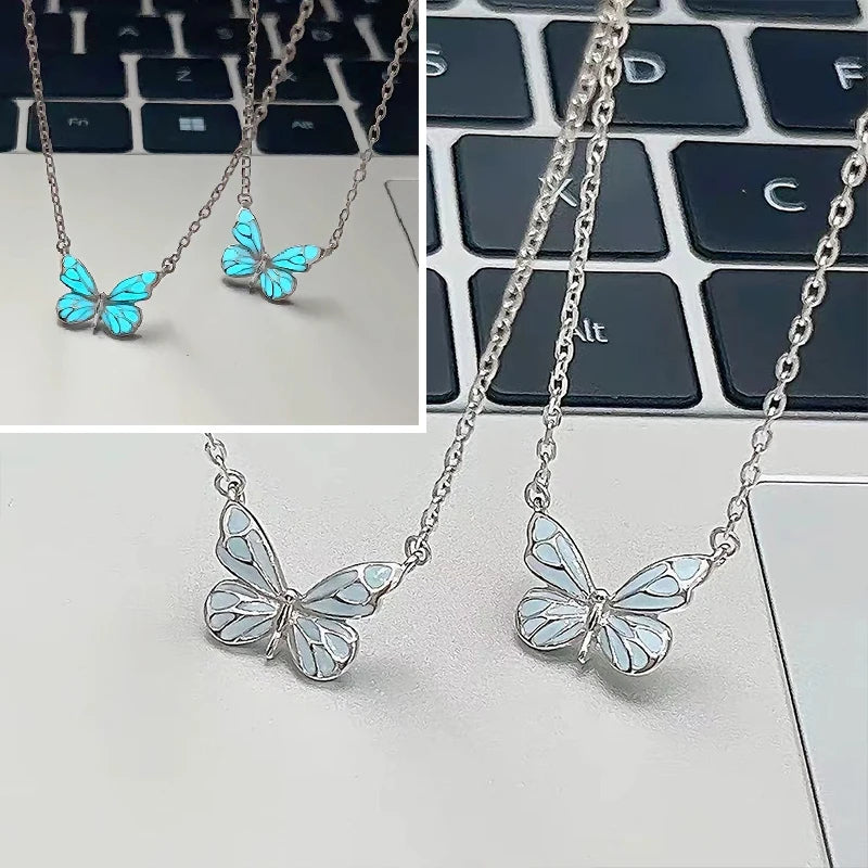 Parure Papillon Lumineux Bleu