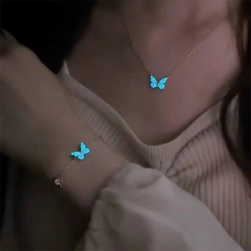 Parure Papillon Lumineux Bleu