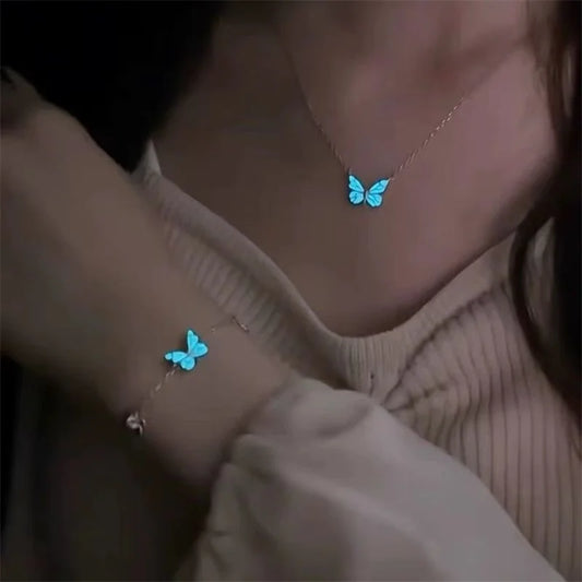 Parure Papillon Lumineux Bleu